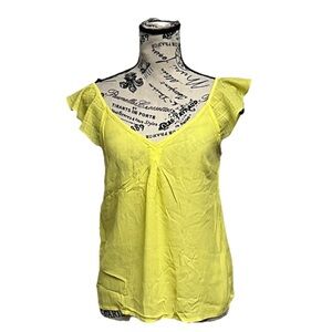 Skies Are Blue Butter Yellow Crepe Blouse Beach Coastal Cowgirl Preppy Capsule S